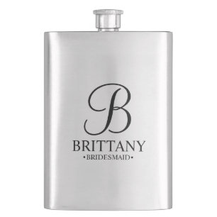 Personalised Bridesmaid's Name and Monogram Hip Flask