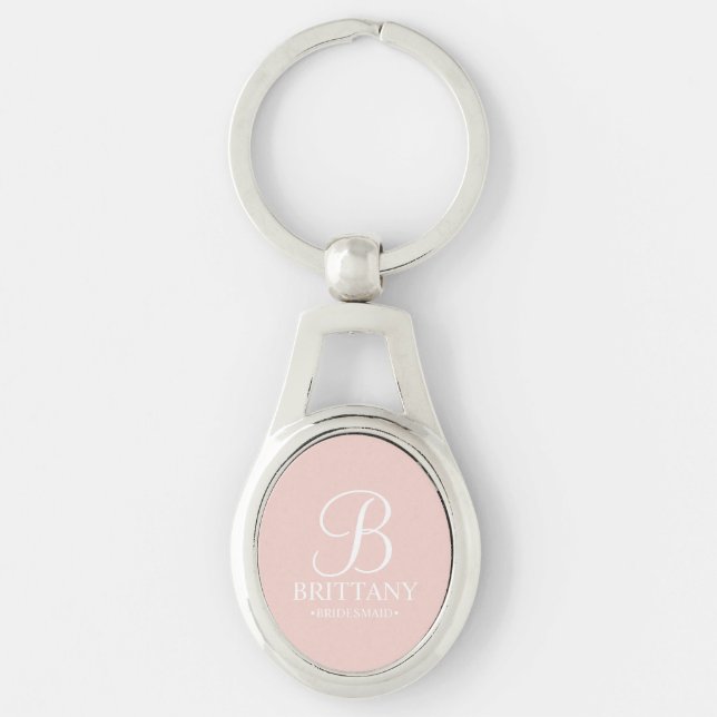 Personalised Bridesmaid's Name and Monogram Key Ring (Front)