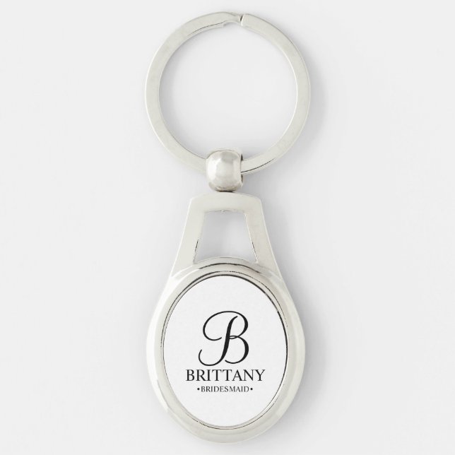 Personalised Bridesmaid's Name and Monogram Key Ring (Front)