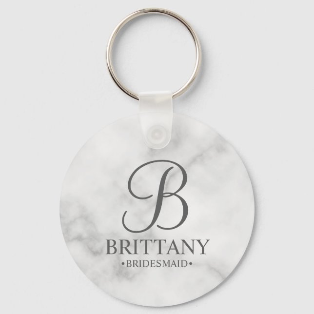Personalised Bridesmaid's Name and Monogram Key Ring (Front)
