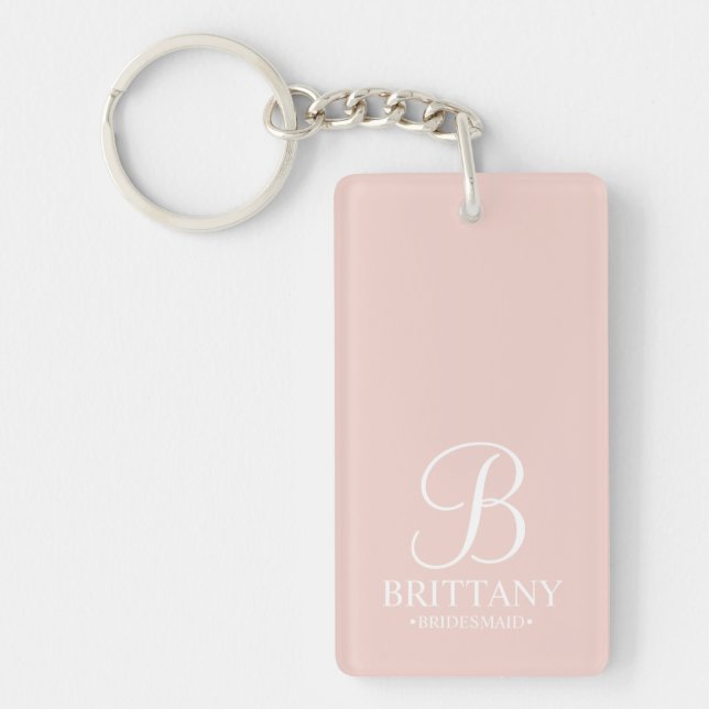 Personalised Bridesmaid's Name and Monogram Key Ring (Front)
