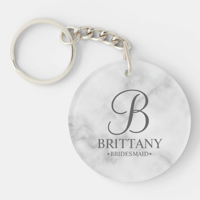 Personalised Bridesmaid's Name and Monogram Key Ring (Front)