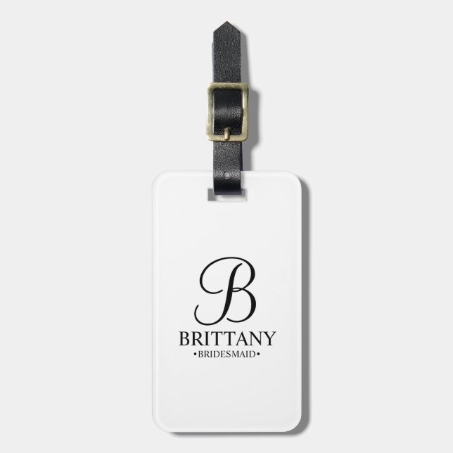 Personalised Bridesmaid's Name and Monogram Luggage Tag (Front Vertical)