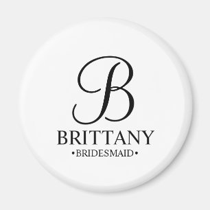 Personalised Bridesmaid's Name and Monogram Magnet