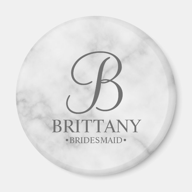 Personalised Bridesmaid's Name and Monogram Magnet (Front)