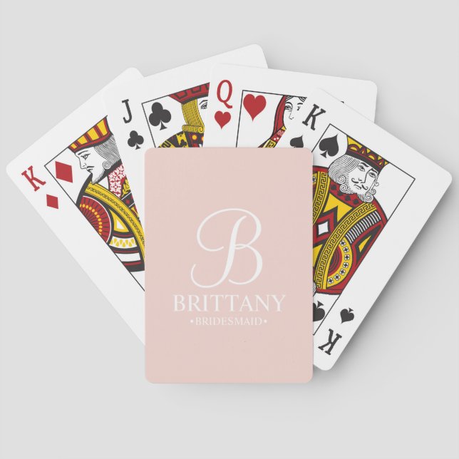 Personalised Bridesmaid's Name and Monogram Playing Cards (Back)