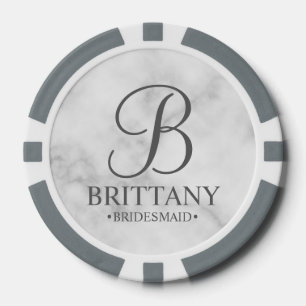 Personalised Bridesmaid's Name and Monogram Poker Chips
