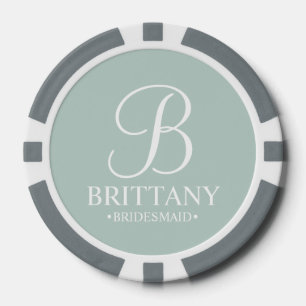 Personalised Bridesmaid's Name and Monogram Poker Chips