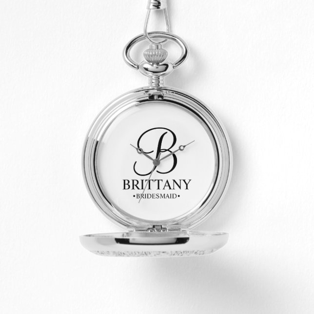 Personalised Bridesmaid's Name and Monogram Watch (Front)