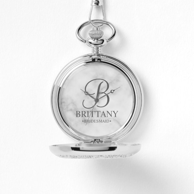 Personalised Bridesmaid's Name and Monogram Watch (Front)