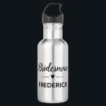 Personalised Bridesman Heart Wedding 532 Ml Water Bottle<br><div class="desc">Your bridesman is going to need lots of water in this personalised water bottle,  when he's helping with your wedding planning sessions! Show him how much he means to you.</div>