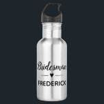 Personalised Bridesman Heart Wedding 532 Ml Water Bottle<br><div class="desc">Your bridesman is going to need lots of water in this personalised water bottle,  when he's helping with your wedding planning sessions! Show him how much he means to you.</div>