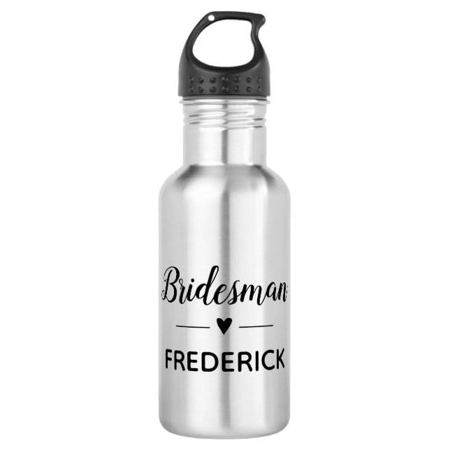 Personalised Bridesman Heart Wedding 532 Ml Water Bottle (Front)