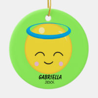 Personalised Bright Angel Emoji Ornament