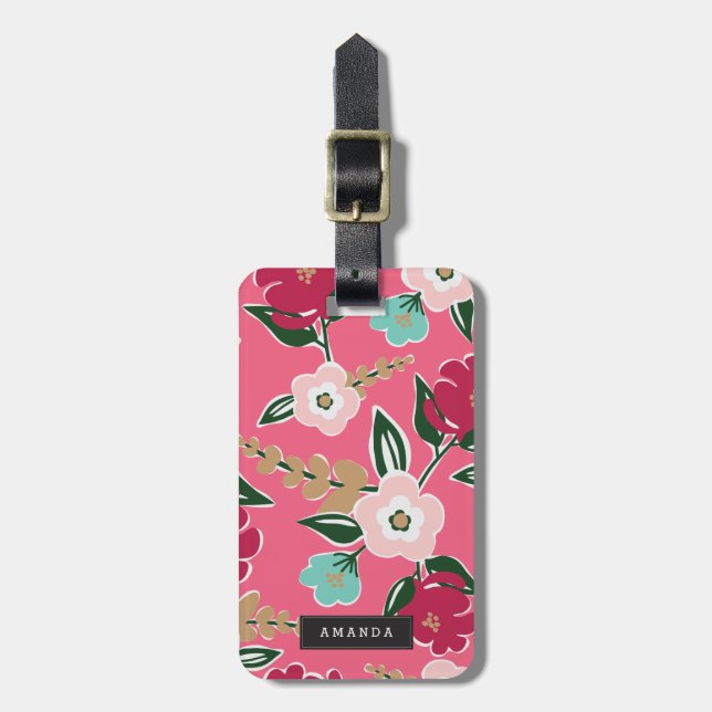 Personalised | Bright Blooms Luggage Tag (Front Vertical)