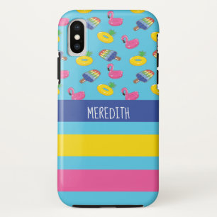 Personalised Bright Blue Shaped Pool Floats iPhone X Case