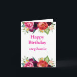 Personalised Bright Coloured Pink Roses Birthday Card<br><div class="desc">Personalised Bright Coloured Pink Roses Birthday</div>