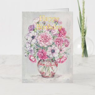 Personalised Bright Coloured Pink Roses Birthday Foil Greeting Card