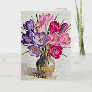 Personalised Bright Coloured Pink Roses Birthday Foil Greeting Card