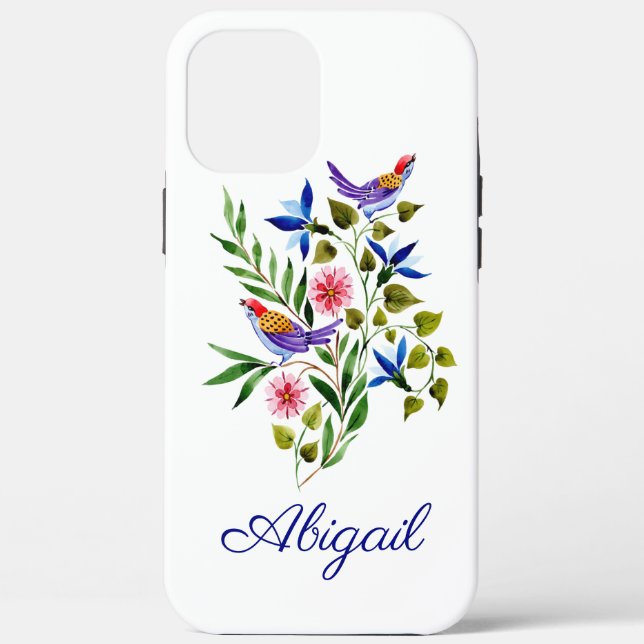 Personalised Bright Colourful Birds and Flowers  Case-Mate iPhone Case (Back)