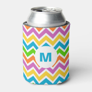 Personalised Bright Colours Chevron Monogram Can Cooler