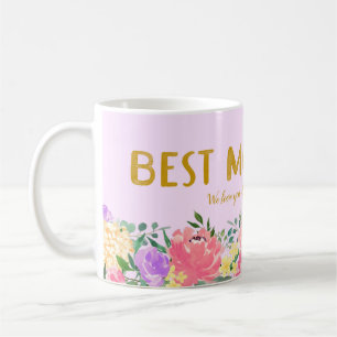 Personalised Bright Floral Best Mum Ever   Coffee Mug