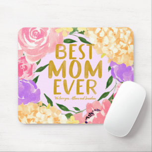 Personalised Bright Floral Best Mum Ever Mother's Mouse Pad