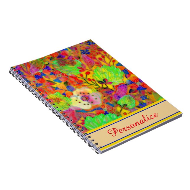 Personalised Bright floral Notebook (Right Side)