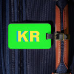 Personalised Bright Green Block Letter Monogram Luggage Tag<br><div class="desc">Personalised Bright Green Block Letter Monogram Luggage Tag</div>