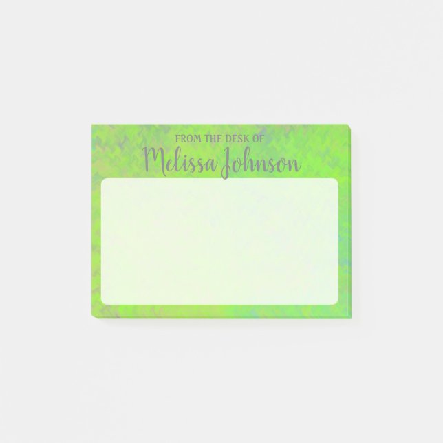 Personalised Bright Green Marbled Art Post-it Notes (Front)