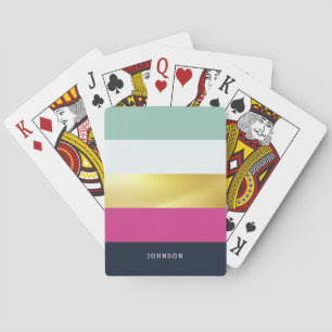 Personalised Bright Heues & Faux Gold Playing Cards