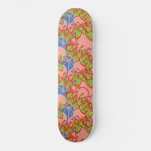 Personalised Bright Modern Bud & Flower Pattern Skateboard