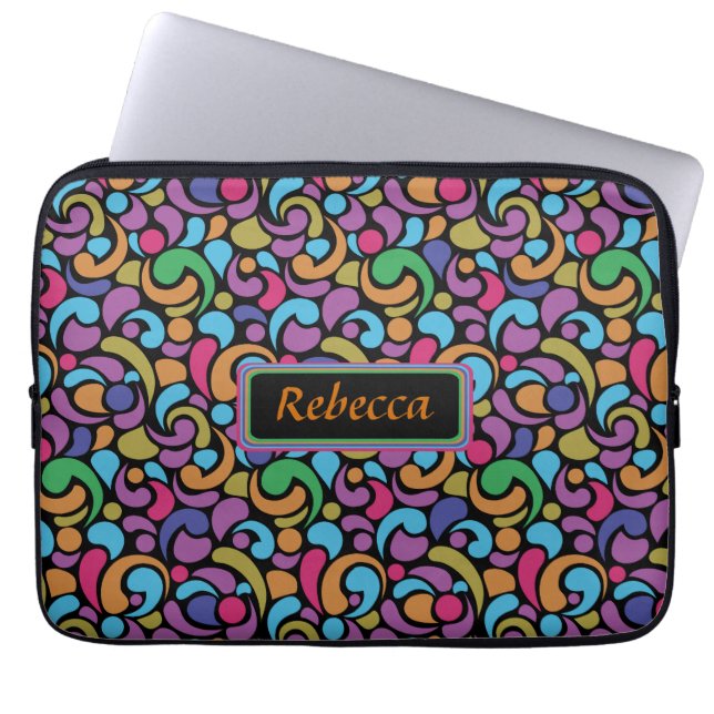Personalised Bright multi shape pattern Laptop Sleeve (Front)