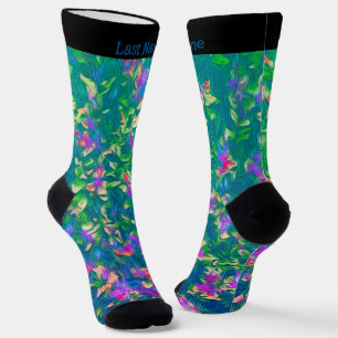 Personalised Bright Multicolor Floral Pattern  Socks