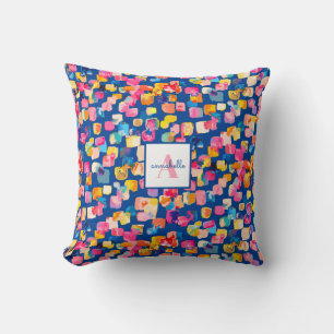 Personalised Bright Painted Abstract Name Cushion