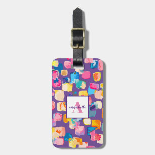 Personalised Bright Painted Abstract Name Luggage Tag