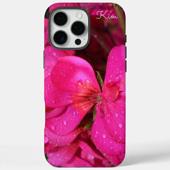 Personalised Bright Pink Floral Apple iPhone Case (Back)