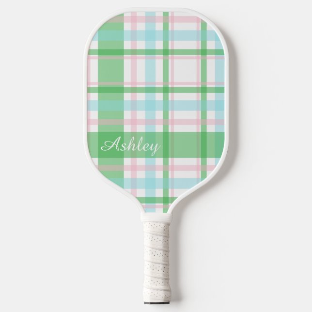  Personalised Bright Plaid (Prep)    Pickleball Paddle (Front)