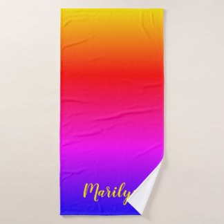 Personalised Bright Rainbow Ombre Bath Towel