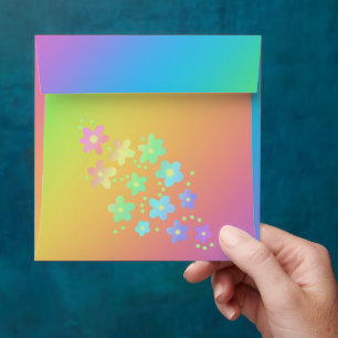 Personalised Bright Rainbow with Flowers Envelopes
