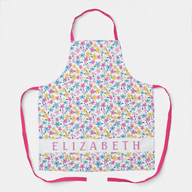 Personalised  Bright Tiny Floral Apron (Front)