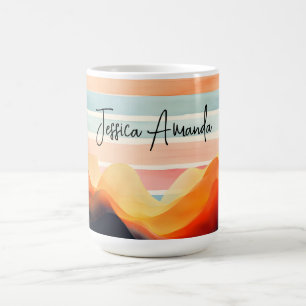 Personalised Bright Watercolor Colourful Stripe Coffee Mug