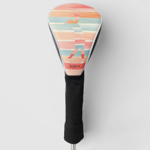Personalised Bright Watercolor Colourful Stripe Golf Head Cover