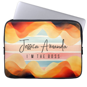 Personalised Bright Watercolor Colourful Stripe Laptop Sleeve