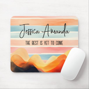 Personalised Bright Watercolor Colourful Stripe Mouse Pad