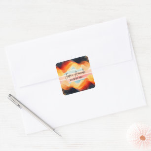 Personalised Bright Watercolor Colourful Stripe Square Sticker