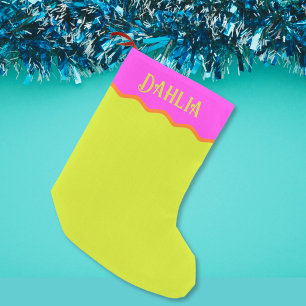 Personalised Bright Wavy Pink Green Orange Small Christmas Stocking