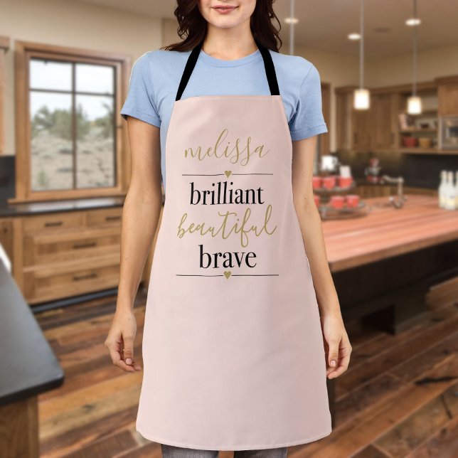 Personalised Brilliant Beautiful Brave Blush Pink  Apron (Personalized Brilliant Beautiful Brave Blush Pink Apron)