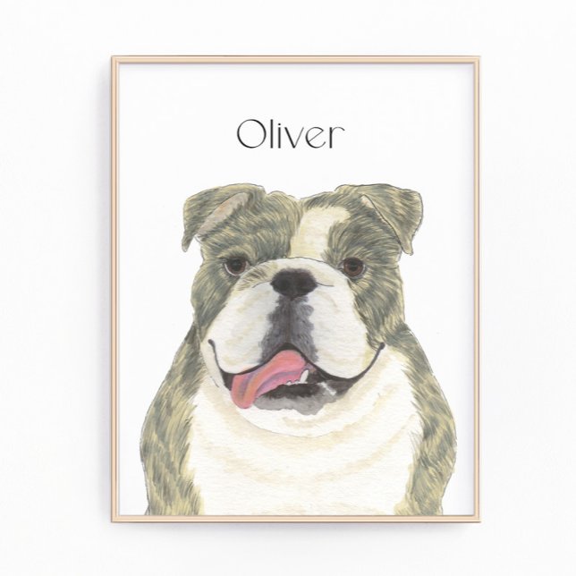 Personalised Brindle English Bulldog Art Photo Print (Creator Uploaded)