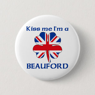 Personalised British Kiss Me I'm Beauford 6 Cm Round Badge